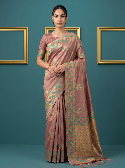 Women's Tissue Saree With Unstitched Blouse Piece