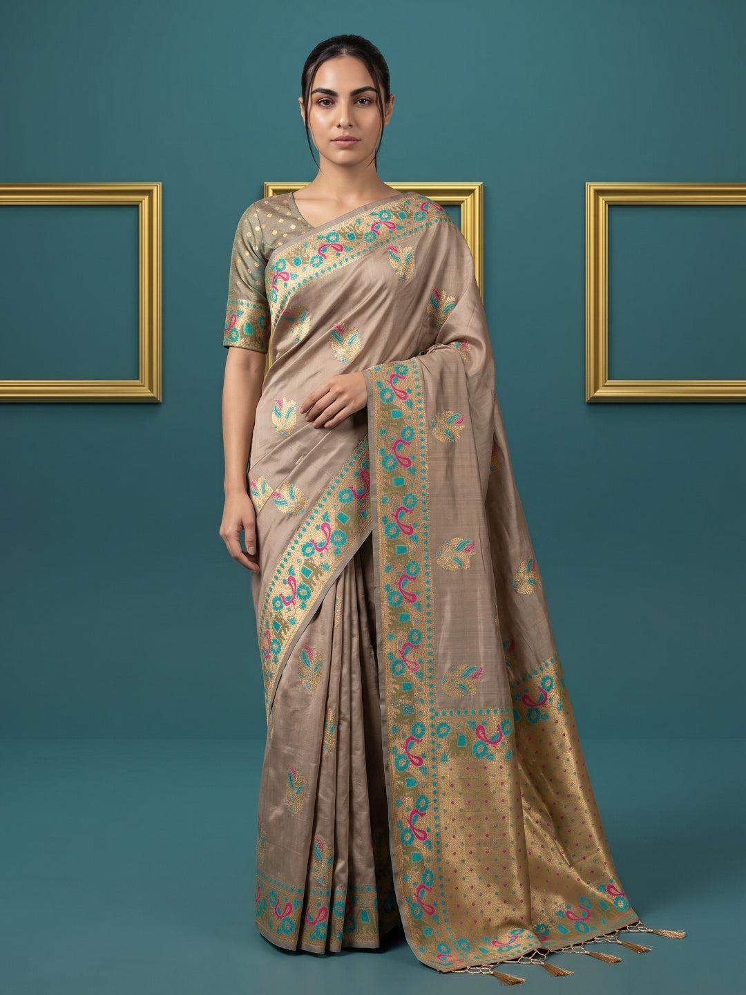Women's Tissue Saree With Unstitched Blouse Piece