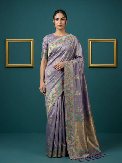 Women's Tissue Saree With Unstitched Blouse Piece