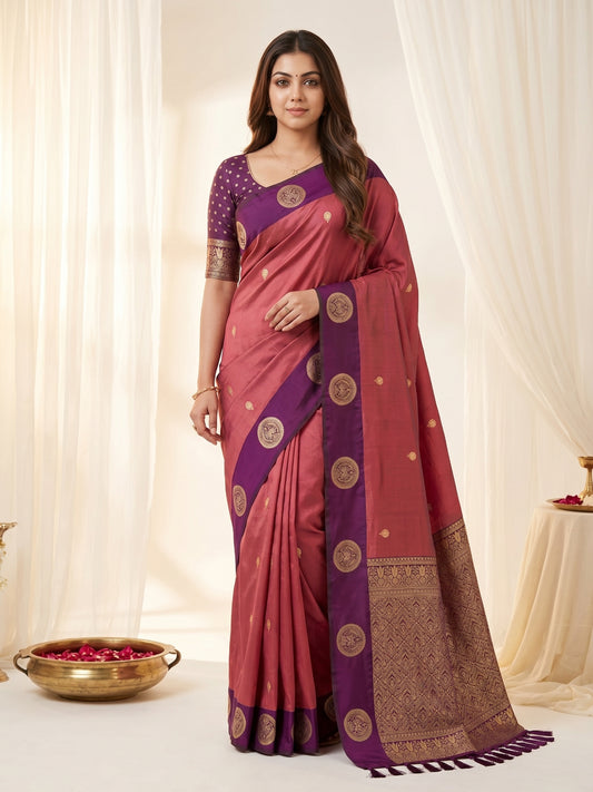 Women's Banarasi Silk Saree With Unstitched Blouse Piece