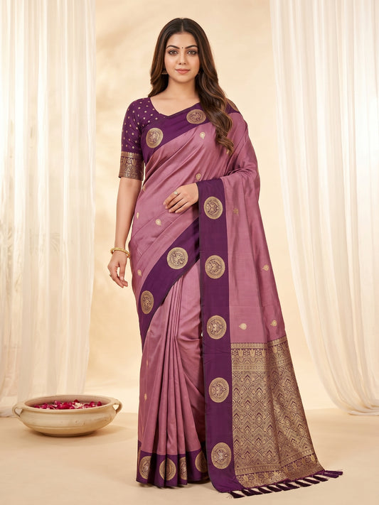 Women's Banarasi Silk Saree With Unstitched Blouse Piece