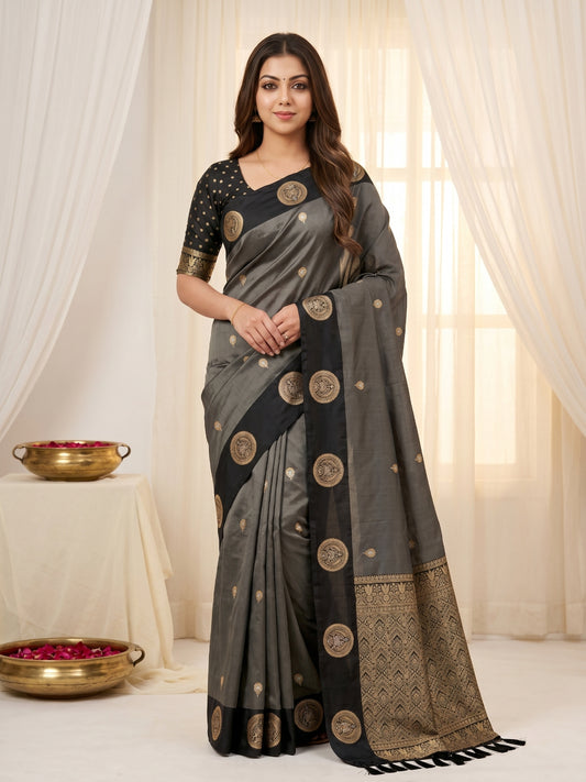 Women's Banarasi Silk Saree With Unstitched Blouse Piece