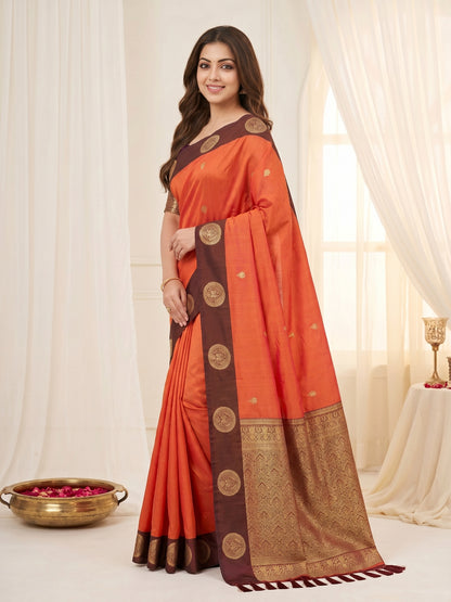 Women's Banarasi Silk Saree With Unstitched Blouse Piece