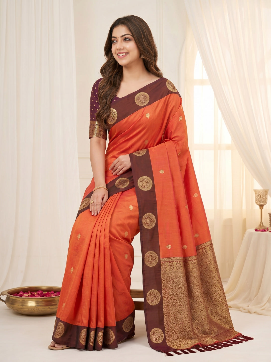 Women's Banarasi Silk Saree With Unstitched Blouse Piece