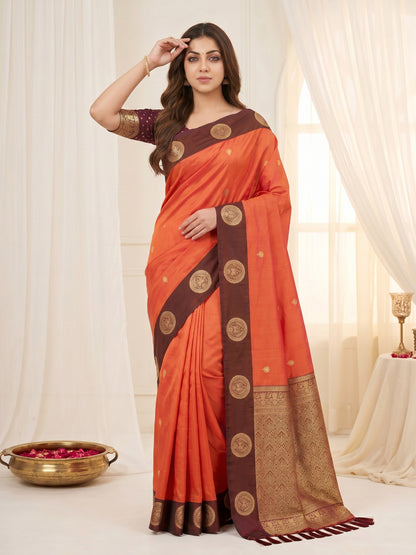 Women's Banarasi Silk Saree With Unstitched Blouse Piece