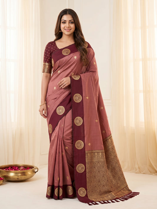Women's Banarasi Silk Saree With Unstitched Blouse Piece