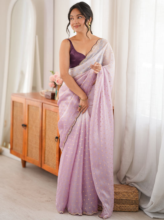 Women's Fendy Satin Saree With Unstitched Blouse Piece