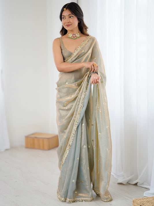 Women's Fendy Satin Saree With Unstitched Blouse Piece