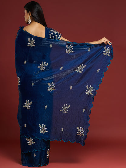 Women's Fendy Satin Saree With Unstitched Blouse Piece