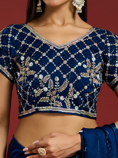 Women's Fendy Satin Saree With Unstitched Blouse Piece