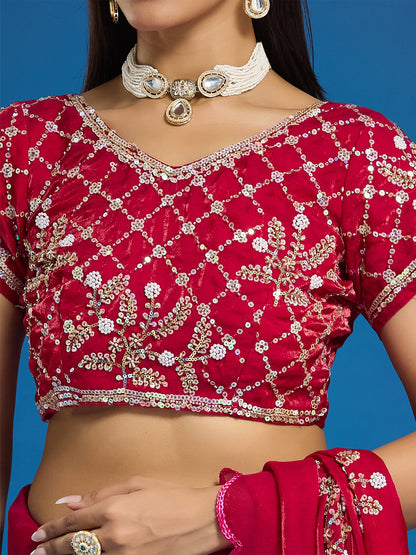 Women's Fendy Satin Saree With Unstitched Blouse Piece