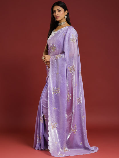 Women's Fendy Satin Saree With Unstitched Blouse Piece