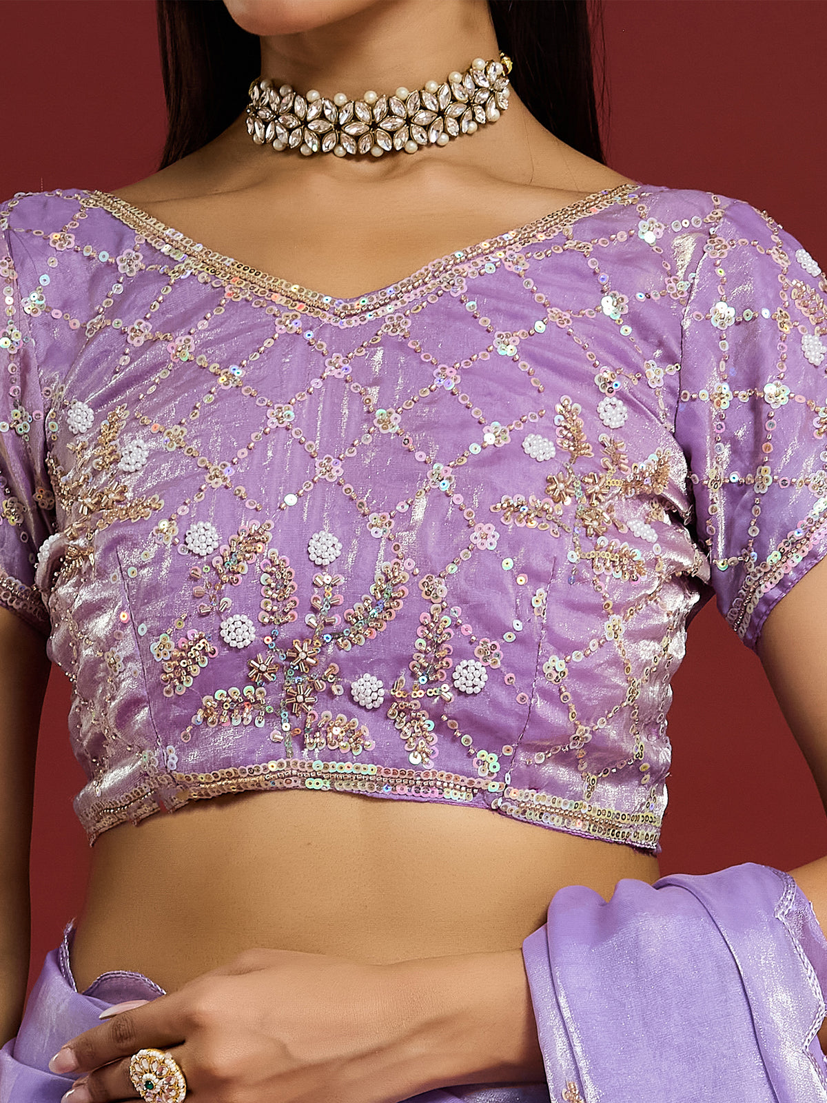 Women's Fendy Satin Saree With Unstitched Blouse Piece