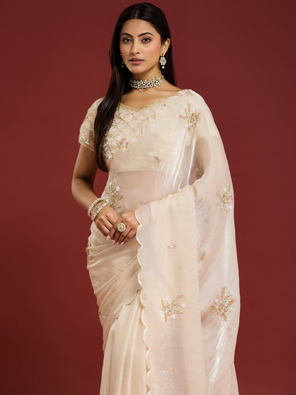 Women's Fendy Satin Saree With Unstitched Blouse Piece