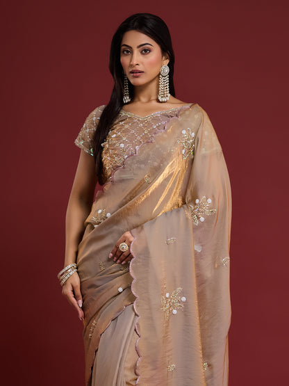 Women's Fendy Satin Saree With Unstitched Blouse Piece
