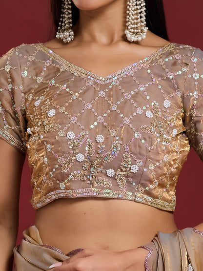 Women's Fendy Satin Saree With Unstitched Blouse Piece