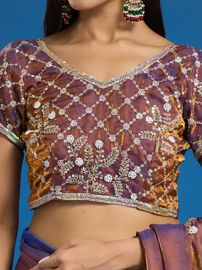 Women's Fendy Satin Saree With Unstitched Blouse Piece
