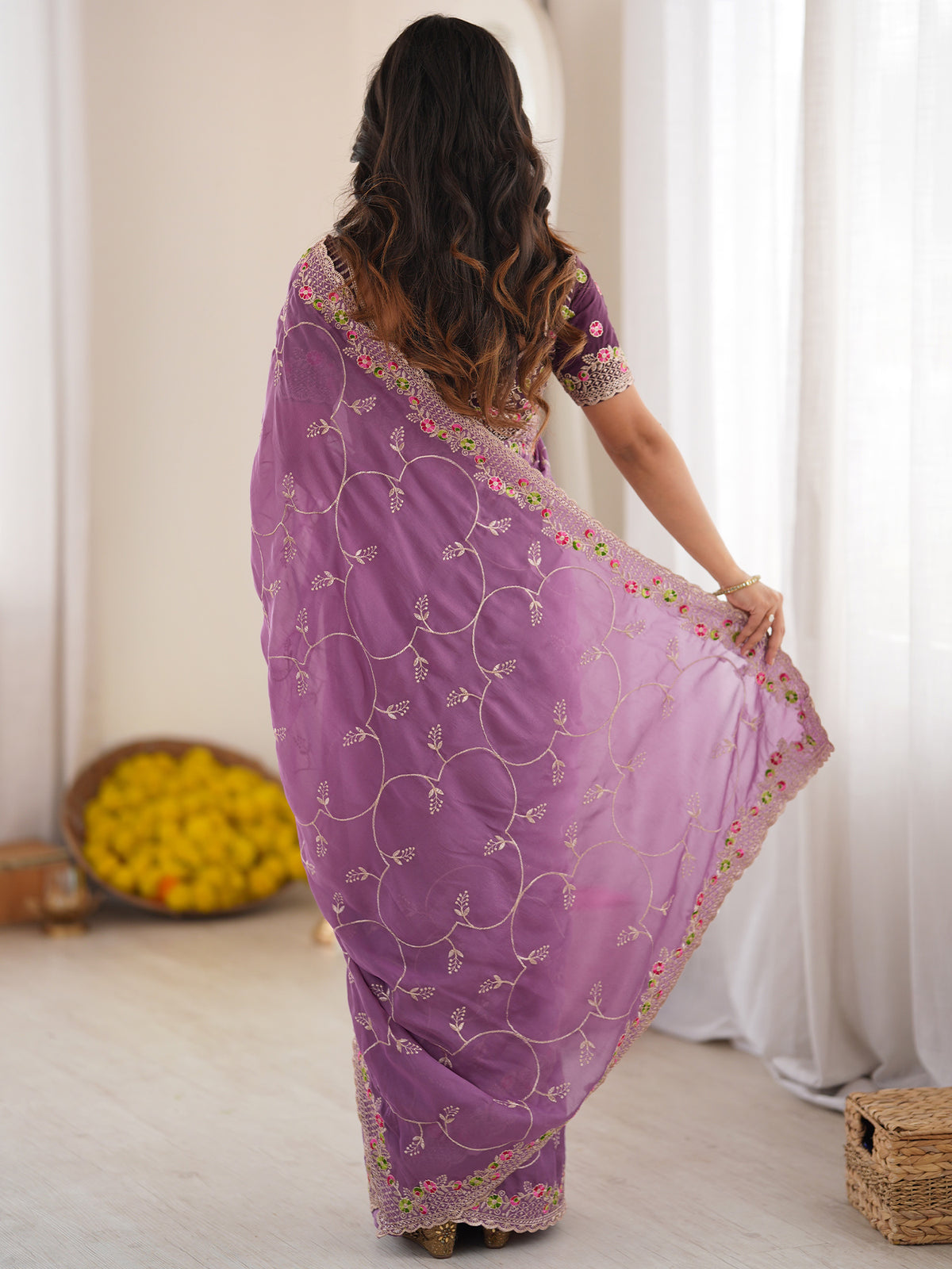 Women's Georgette Saree With Unstitched Blouse Piece