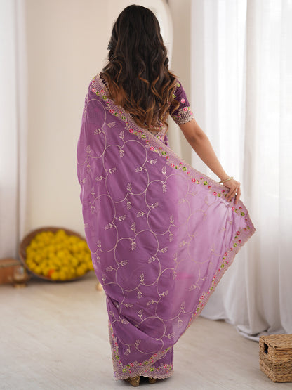Women's Georgette Saree With Unstitched Blouse Piece