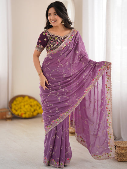 Women's Georgette Saree With Unstitched Blouse Piece