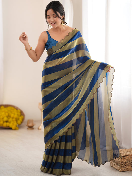 Women's Satin Saree With Unstitched Blouse Piece