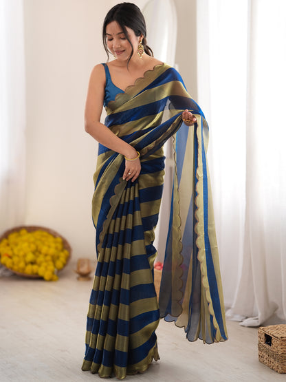 Women's Satin Saree With Unstitched Blouse Piece