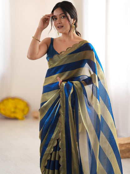 Women's Satin Saree With Unstitched Blouse Piece