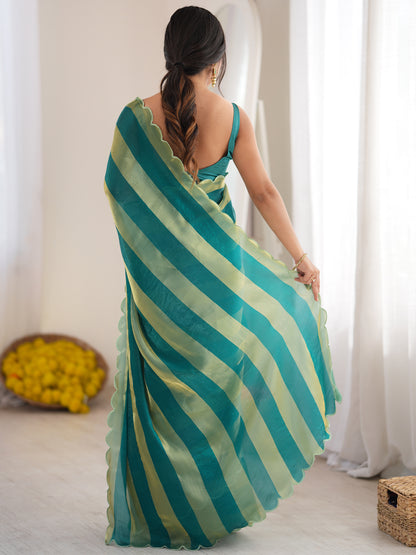 Women's Satin Saree With Unstitched Blouse Piece