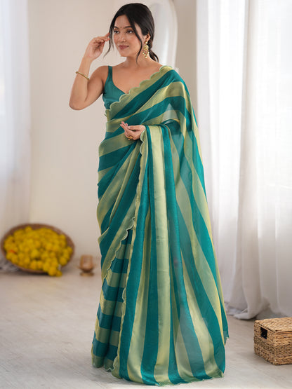 Women's Satin Saree With Unstitched Blouse Piece