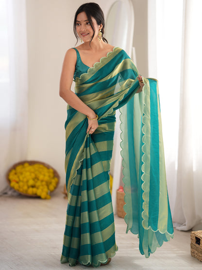 Women's Satin Saree With Unstitched Blouse Piece