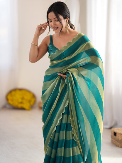 Women's Satin Saree With Unstitched Blouse Piece