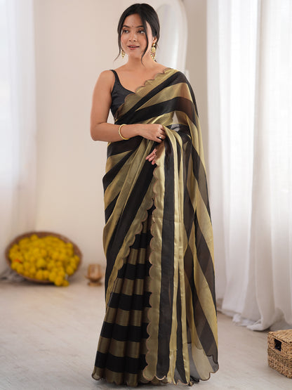 Women's Satin Saree With Unstitched Blouse Piece