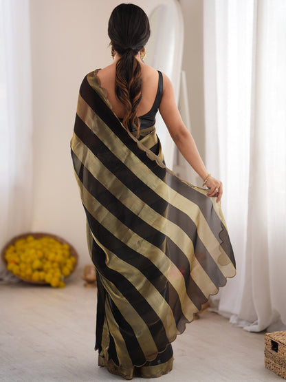 Women's Satin Saree With Unstitched Blouse Piece