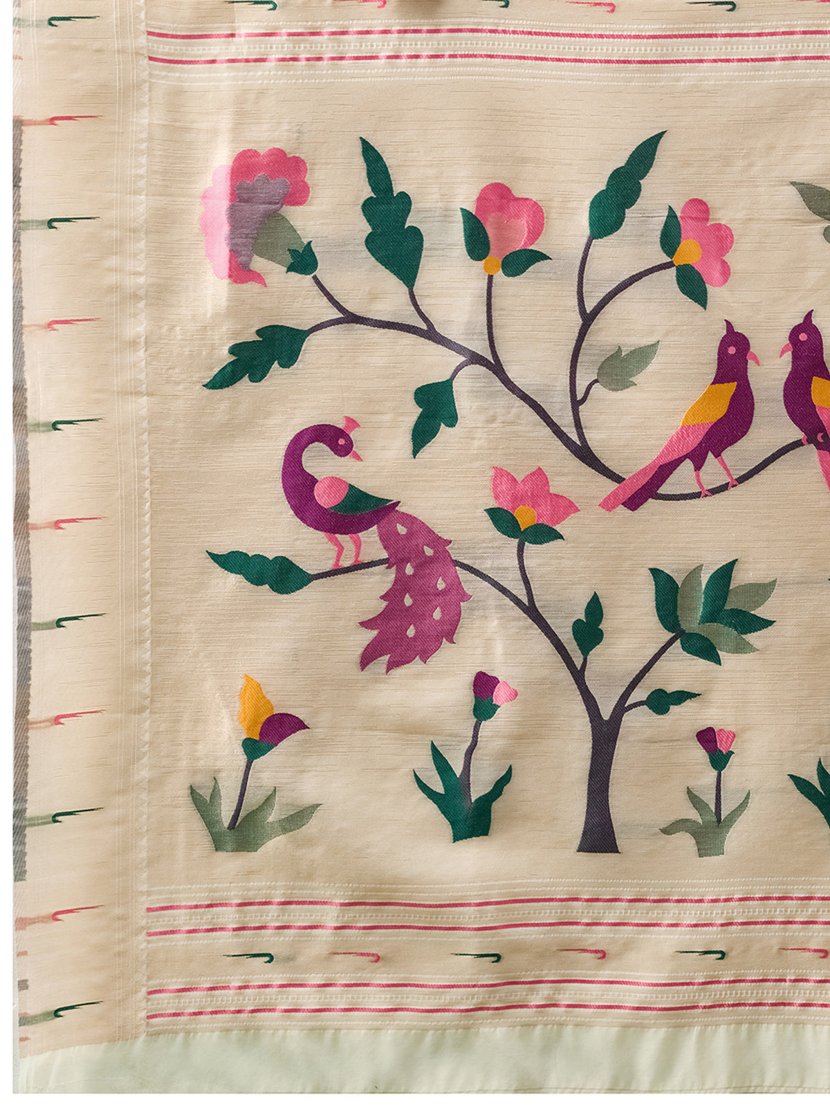 Women's Paithani Silk Saree With Unstitched Blouse Piece