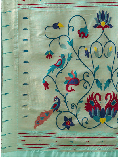 Women's Paithani Silk Saree With Unstitched Blouse Piece