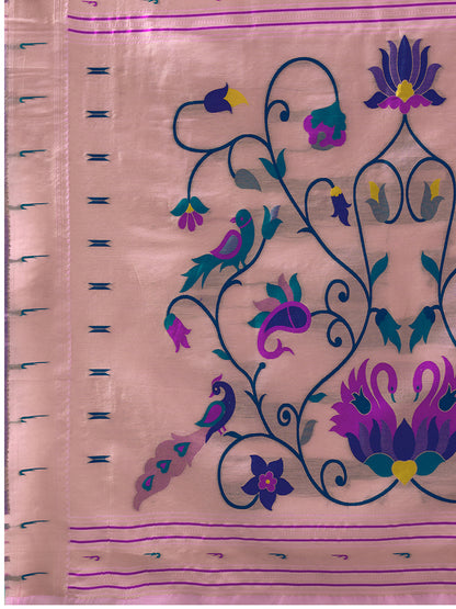 Women's Paithani Silk Saree With Unstitched Blouse Piece