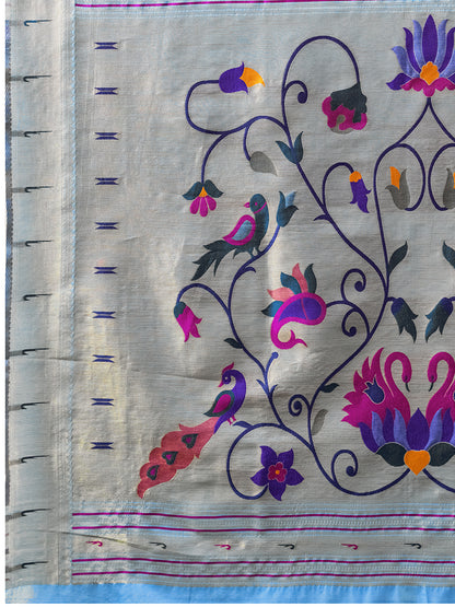 Women's Paithani Silk Saree With Unstitched Blouse Piece