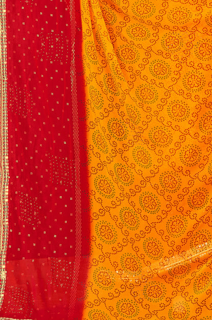 Women's Georgette Bandhani Saree With Unstitched Blouse Piece