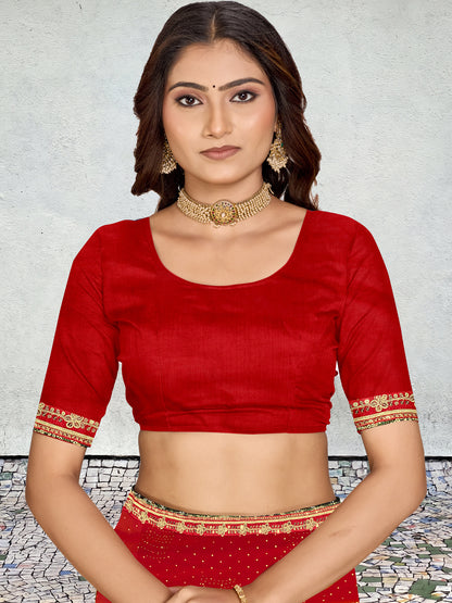 Women's Georgette Bandhani Saree With Unstitched Blouse Piece