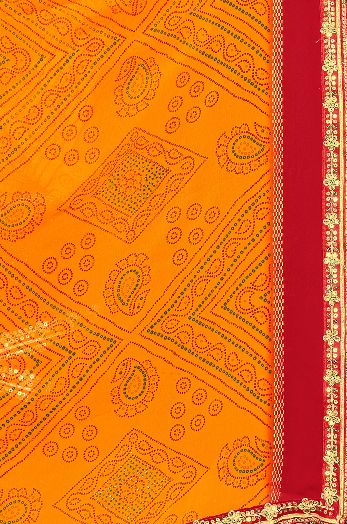 Women's Georgette Bandhani Saree With Unstitched Blouse Piece