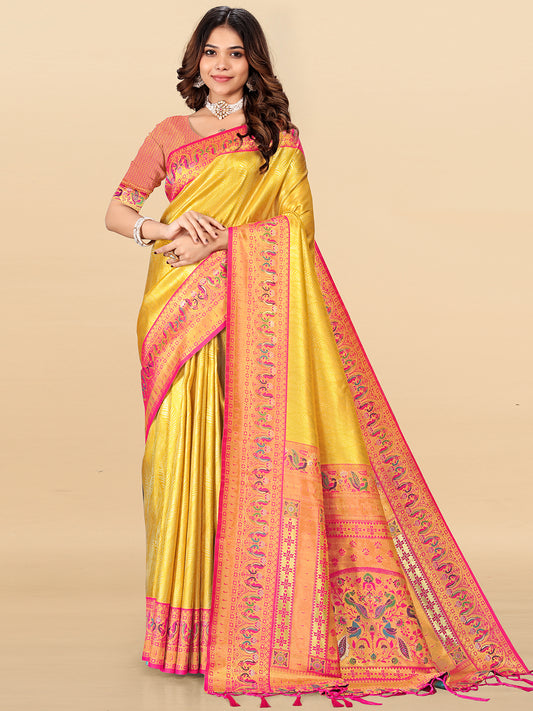 Women's Tissue Silk Saree With Unstitched Blouse Piece