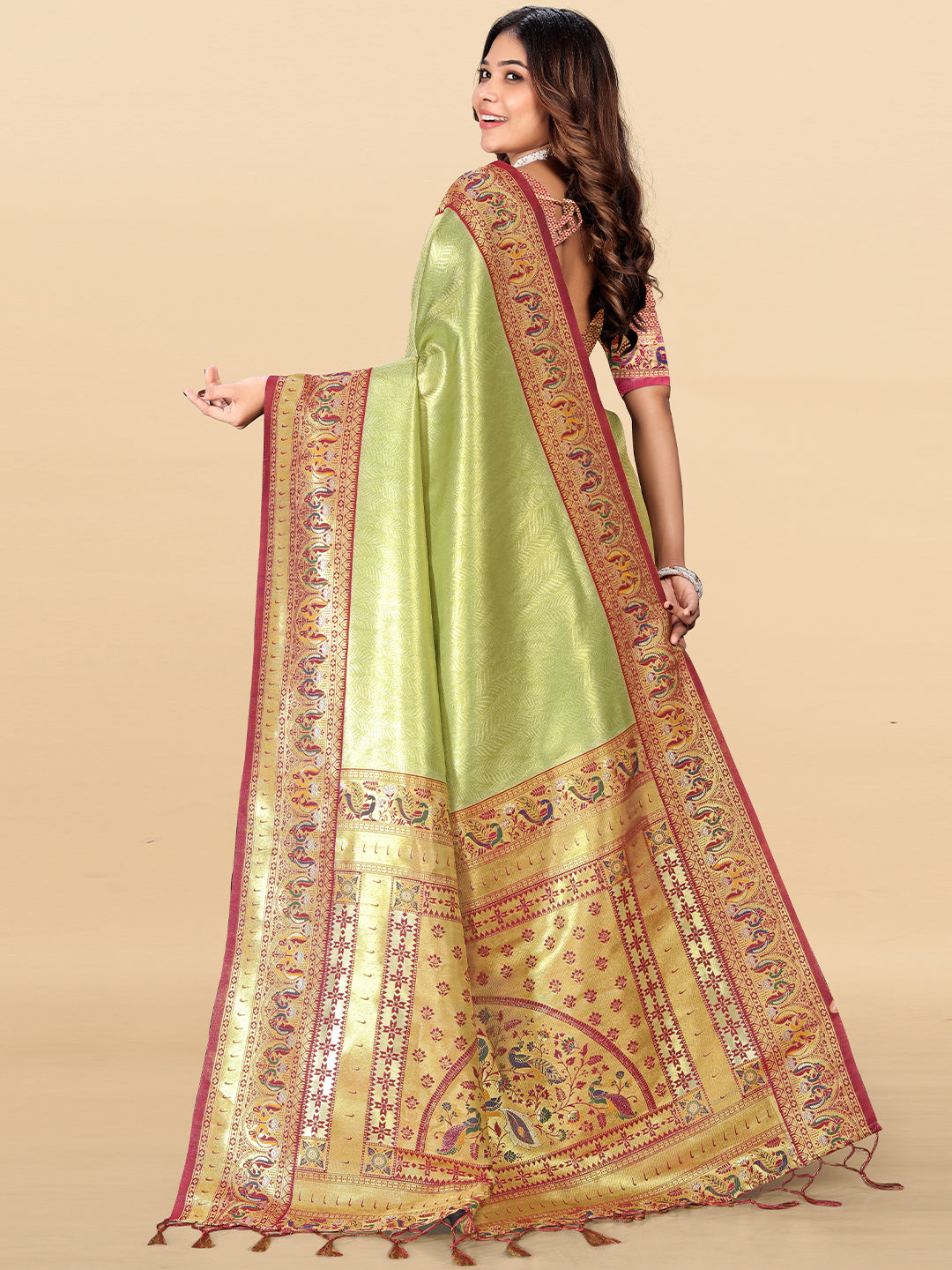 Women's Tissue Silk Saree With Unstitched Blouse Piece