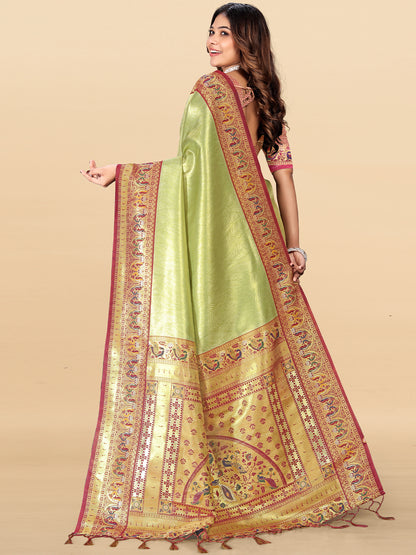 Women's Tissue Silk Saree With Unstitched Blouse Piece