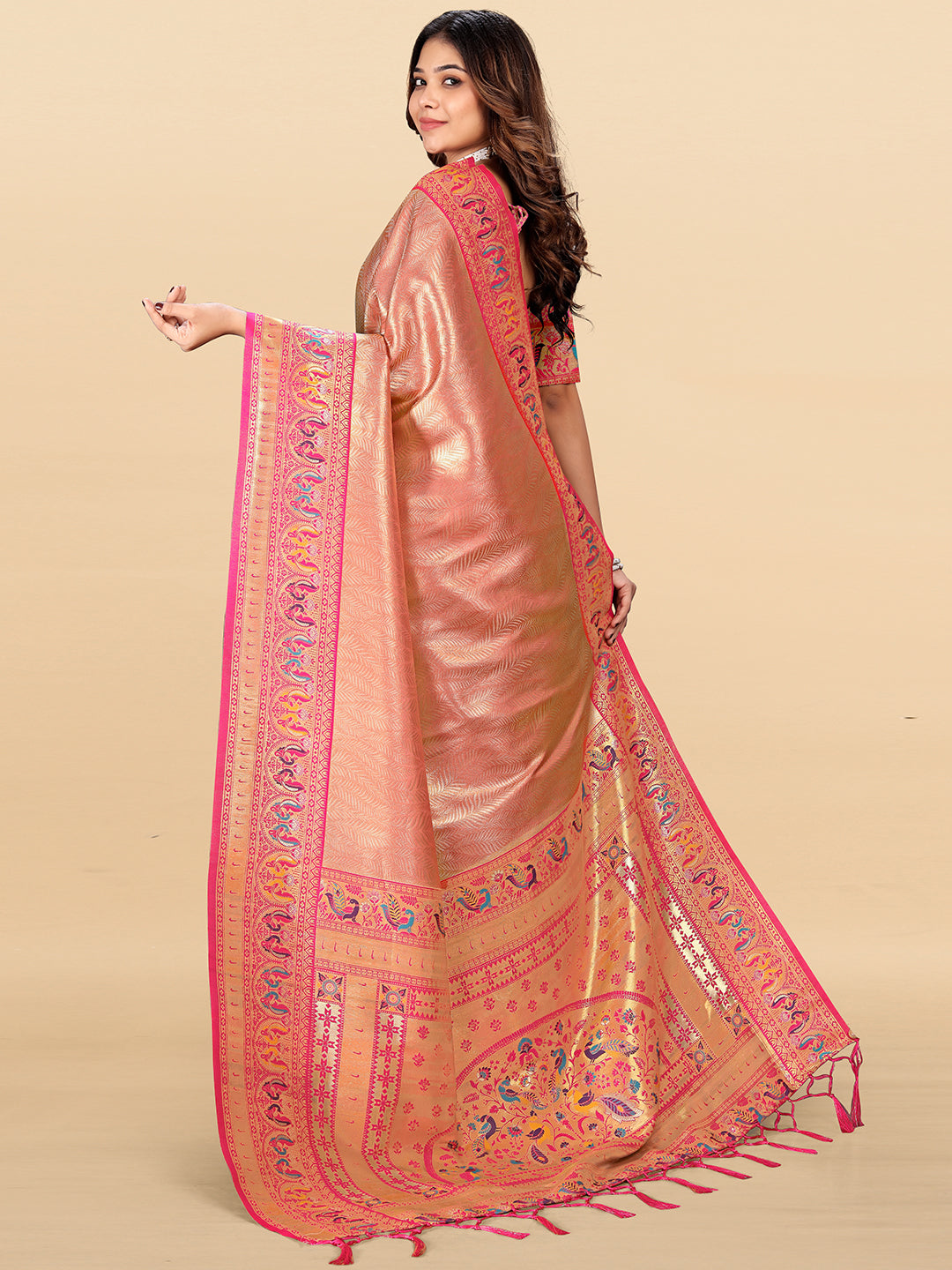 Women's Tissue Silk Saree With Unstitched Blouse Piece