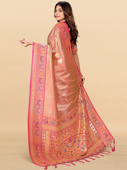 Women's Tissue Silk Saree With Unstitched Blouse Piece
