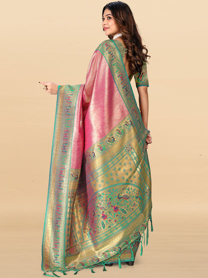 Women's Tissue Silk Saree With Unstitched Blouse Piece