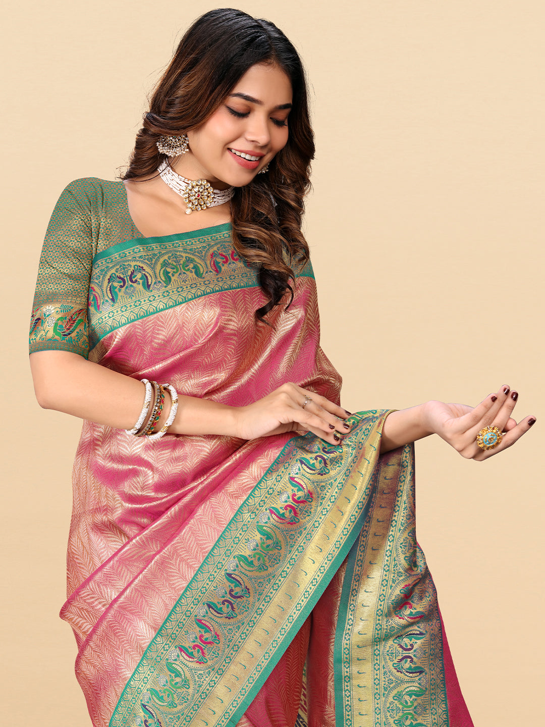 Women's Tissue Silk Saree With Unstitched Blouse Piece