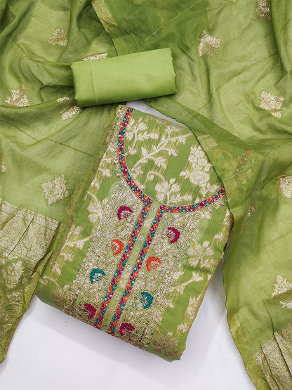 Women's Jacquard Unstitched Dress Material With Sequence Work