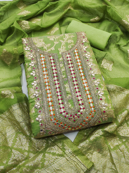 Women's Jacquard Unstitched Dress Material With Sequence Work