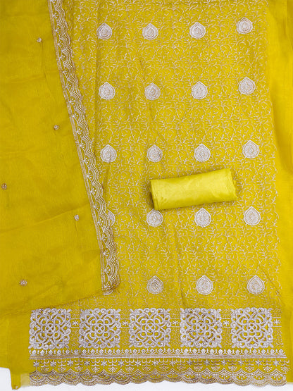Women's Shimmer Silk Unstitched Dress Material With Embroidery Work